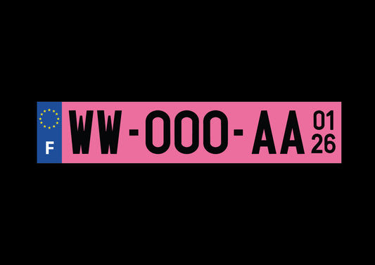 Plaque Immatriculation Provisoire Auto Rose WW